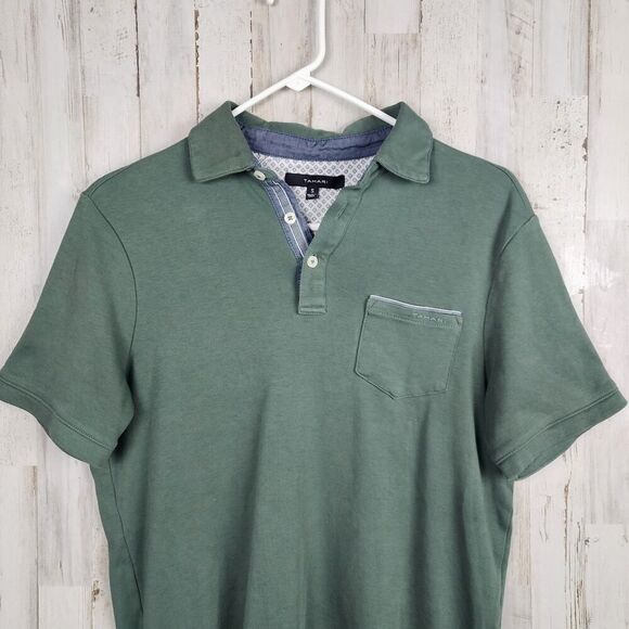 Tahari Men's Interlock Polo Short Sleeve Shirt Green Size Small - Picture 4 of 6